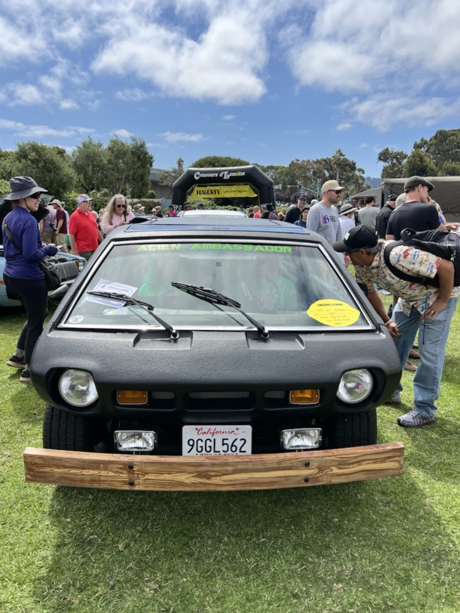 This is an image of a unique classic car on display at Concours d'Lemons during Monterey Car Week