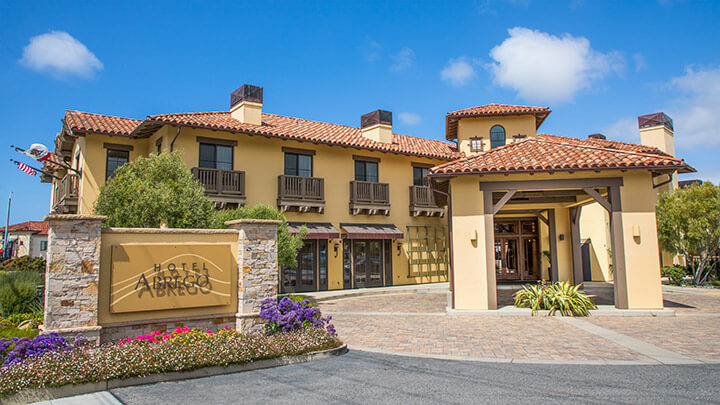 This is an image of the exterior of Hotel Abrego in Monterey, CA