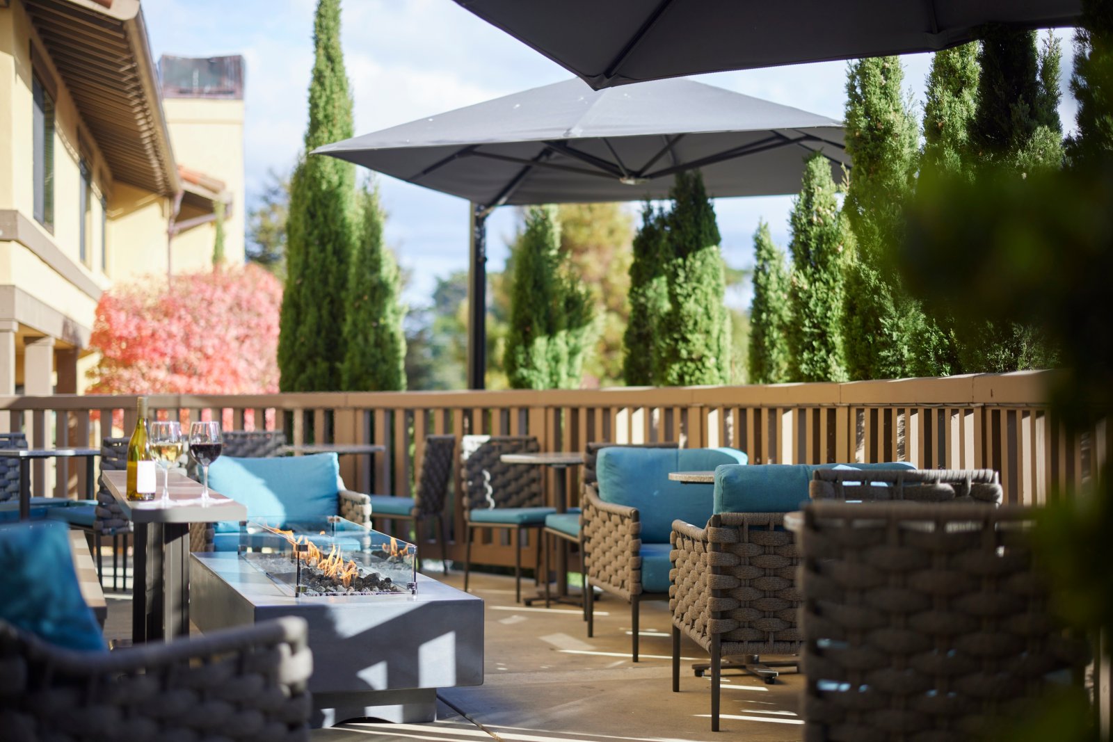 This is an image of the outdoor firepit area at Hotel Abrego in Monterey,CA