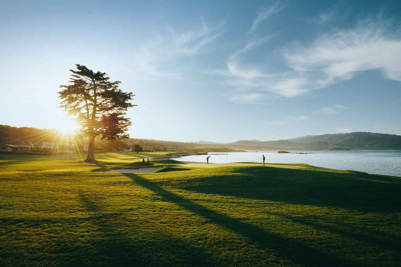 Sun rising over Pebble Beach Golf Links