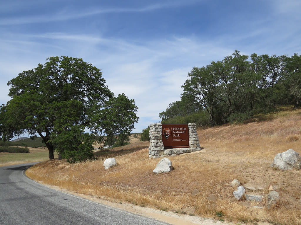 This is an image of the Pinnacles National Park sign from the West entrance in Soledad, California